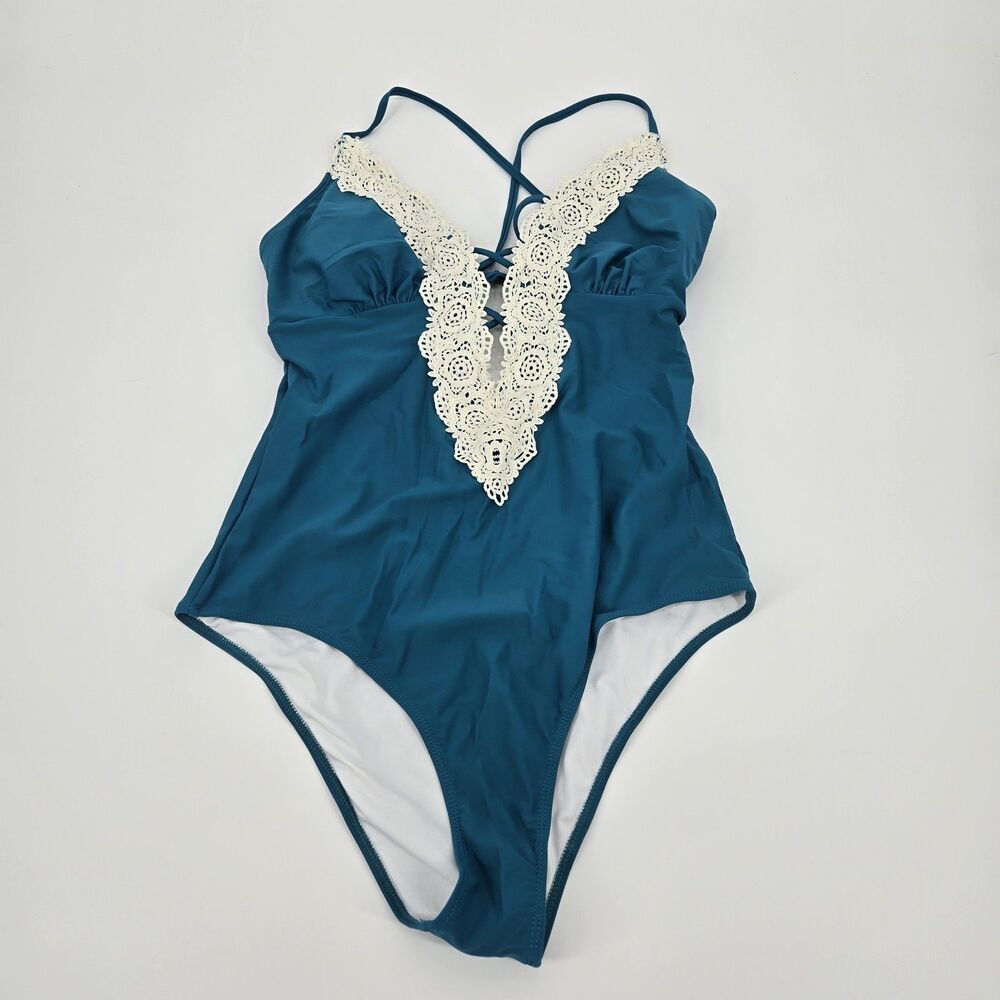 Cupshe One Piece Floral Lace Trim Bathing Suit